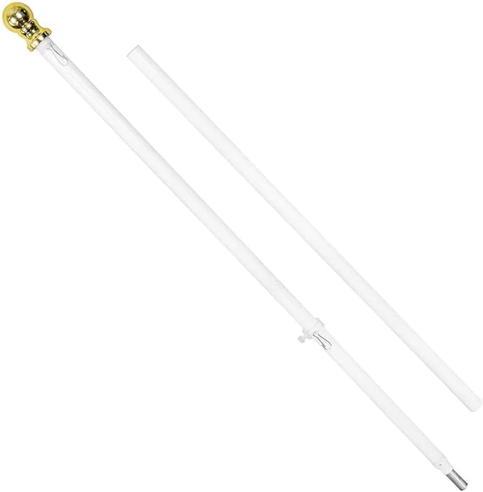 Grace Alley Flag Pole: 6 Foot Tangle Free Spinning Flag Pole. Residential or Commercial Flag Pole. Wind Resistant/Rust Free. (White)