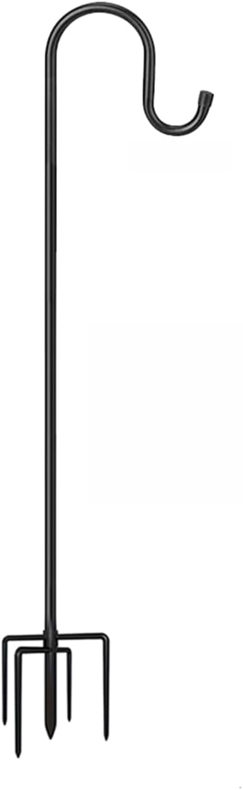 CMASTER Shepherd Hook for Outdoor, 1 Pack 76 Inch Bird Feeder Pole with 5 Prong Base Heavy Duty Adjustable Garden Hook for Hanging Plant, Hummingbird Feeder, Lantern(76 Inch)