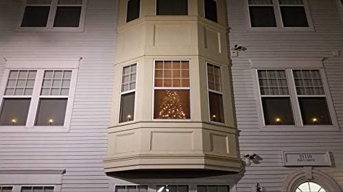 DRomance 9" Flameless Window Taper Candles Battery Operated with 8-Key Remote and Timer, 4 Pack White Christmas Holdiay Window Candles with Silver Holders, Suction Cups and AA Batteries Included