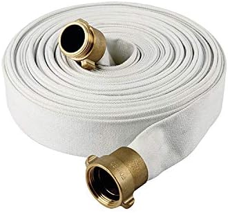 AKW Fire Hose, White, 1-1/2" ID, 500 PSI Burst Pressure, M x F NST Brass Connectors (75 ft.)
