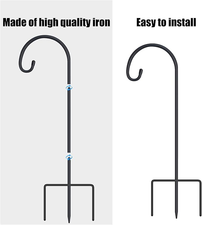 FEED GARDEN Adjustable 32 Inch Small Shepherd Hooks for Outdoor, Garden Hooks for Lanterns, Shepard Hooks for Hanging Plants, Bird Feeders, Solar Lights, Mason Jars, Weddings Decor,8 Pack