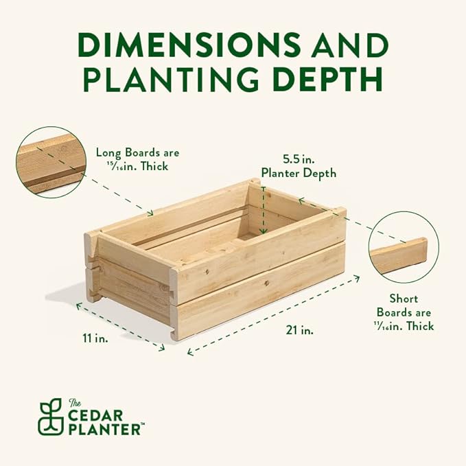 Greenes Fence Cedar Wood Planter Box, 21" x 11" x 7" - Made in USA with North American Cedar