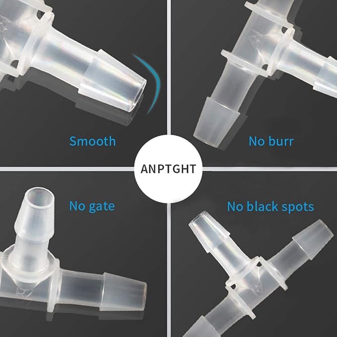 3/16" Tee Fitting Equal Barb 3 Way Hose Barb Fitting,Splicer Joint Mender Adapter Union Fitting for Fuel Gas Liquid Air (Pack of 5)
