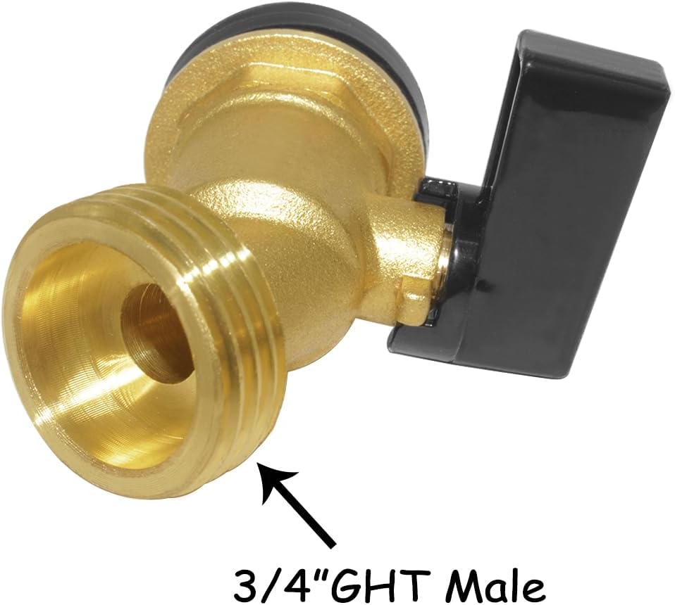 Brass Water Container Rain Barrel Faucets Spigot 3/4" G Male Thread Large Inlet to 3/4" GHT Male Thread Outlet with Quarter Turn Ball Valve Include Bulkhead Fitting and Washers 2PCS