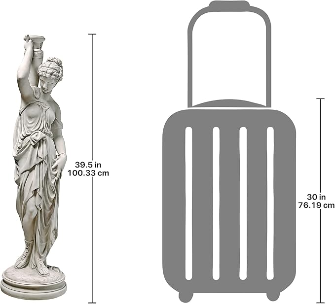 Design Toscano Dione the Divine Greek Water Woman Indoor/Outdoor Garden Statue, Grande, 38 inches tall, Cast Stone Resin, Antique Stone Finish