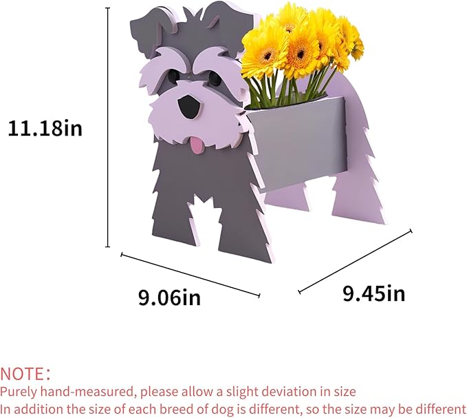 Gray Schnauzers Dog Planter Plant Pots,Cute Garden Dog Flower Planter,Dog Planters Birthday Gifts for Women,Office,Indoor/Outdoor Decor (9.45 * 9.06 * 11.81in)