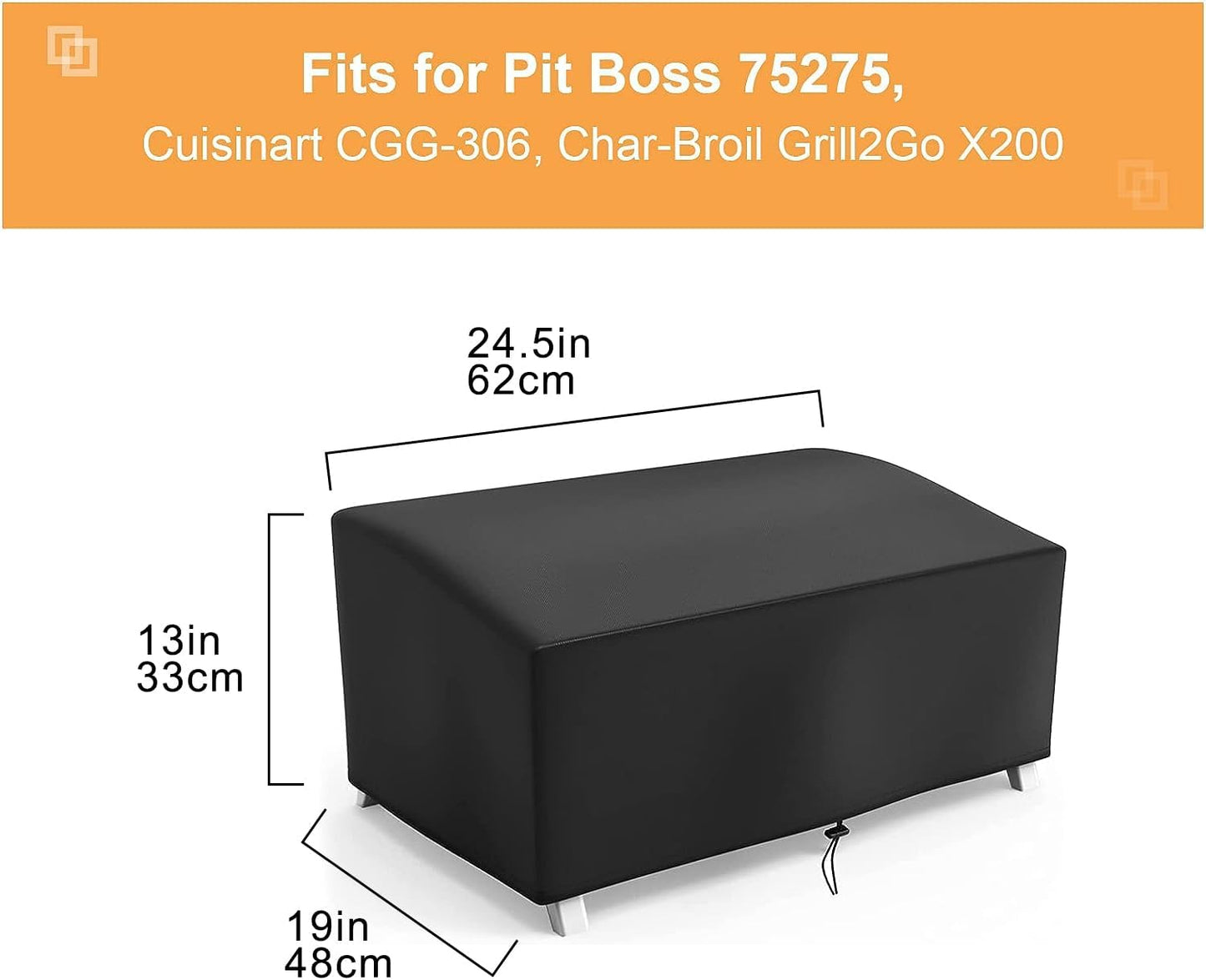 Grill Cover for Cuisinart CGG-306 Propane Grill, Portable Grill Cover for Pit Boss 75275 Stainless Steel Two-Burner Grill, 24 Inch Table Top Grill Cover
