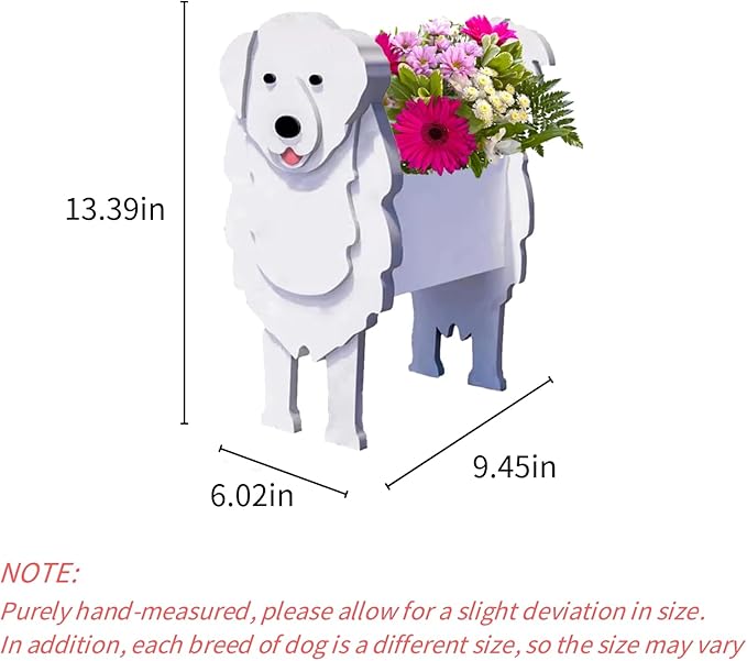 Great Pyrenees Dog Planter Plant Pots,Cute Garden Dog Flower Planter,Dog Planters Birthday Gifts for Women,Office,Indoor/Outdoor Decor(9.45 * 6.97 * 12.2in)