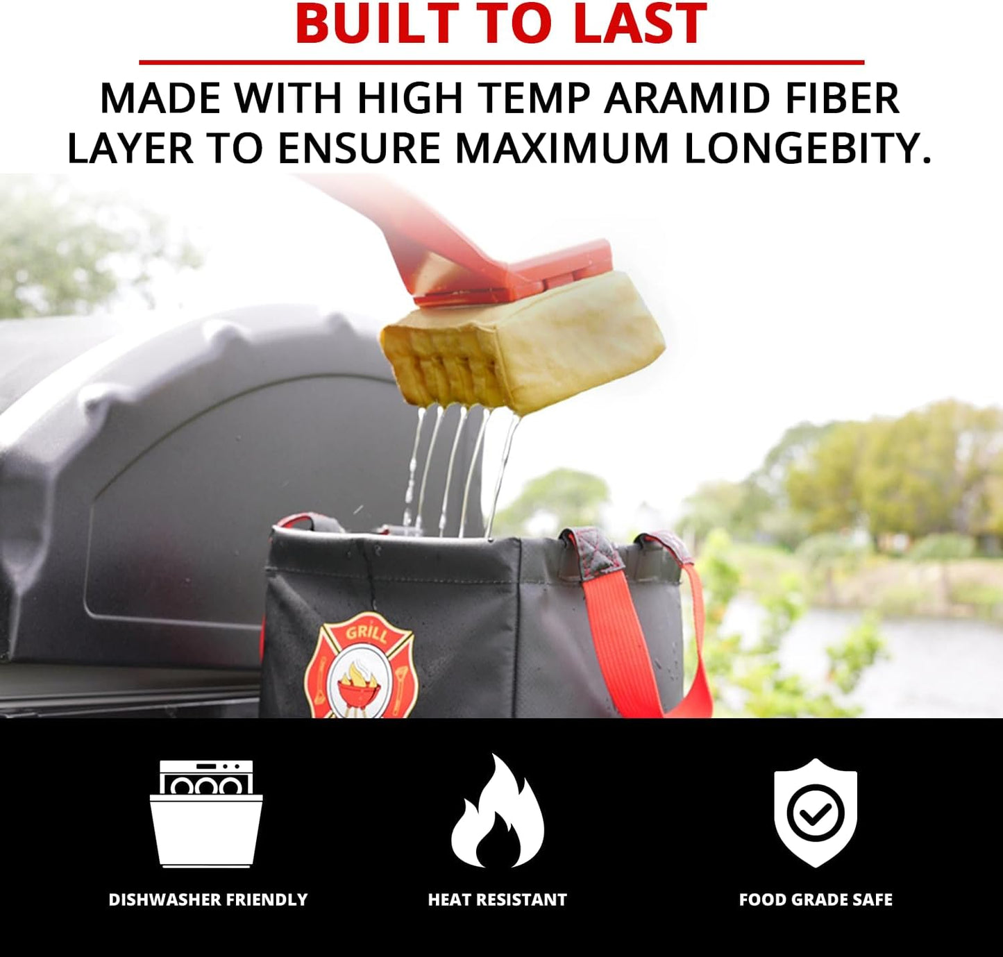 Grill Rescue BBQ Replaceable Scraper Cleaning Head, Bristle Free - Durable and Unique Scraper Tools for Cast Iron or Stainless-Steel Grates, Barbecue Cleaner (Grill Grate Brush with Scraper)