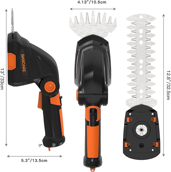 GARCARE 2 in 1 Grass Shear Cordless 7.2V Bush Timmer Handheld Grass Cutter for Shrub, Garden and Lawn Built-in 1500mAh Lithium Battery with 60min Fast Charger