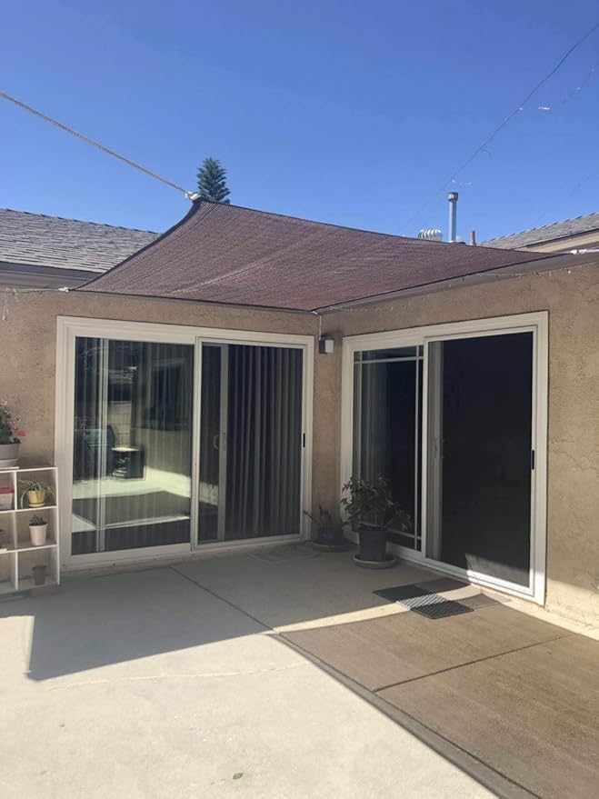 Eden's Decor Straight Flat-Edged Sun Shade Sail Rectangular 6' x 9' Brown UV-Blocking Outdoor Canopy Fabric Cloth Awning for Pergola Patio Garden Backyard Custom Size