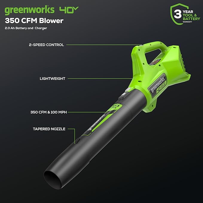 Greenworks 40V 13-Inch Cordless String Trimmer/Edger and Leaf Blower Combo Kit + 3 Bonus Spools, 2.0Ah Battery and Charger Included