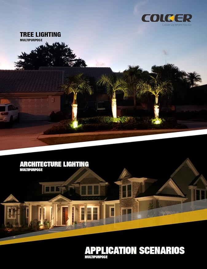 COLOER Mini Size Die-cast Brass Landscape SpotLights Outdoor, 12Volt AC/DC Low Voltage Garden Driveway Lights,IP65 Waterproof Outdoor Yard Lighting(104B, Bronze, 10-Pack Without Bulb)