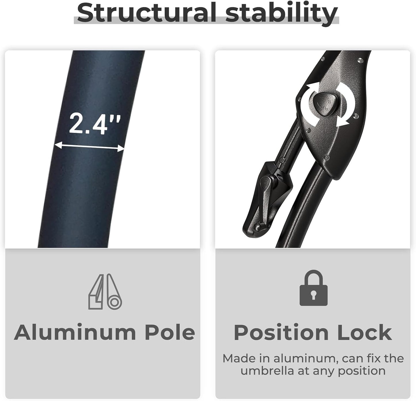 Grand patio 12FT Outdoor Offset Umbrella Large Round Aluminum Cantilever Umbrella with Base for Garden Deck Poolside (Gray, 12 FT)