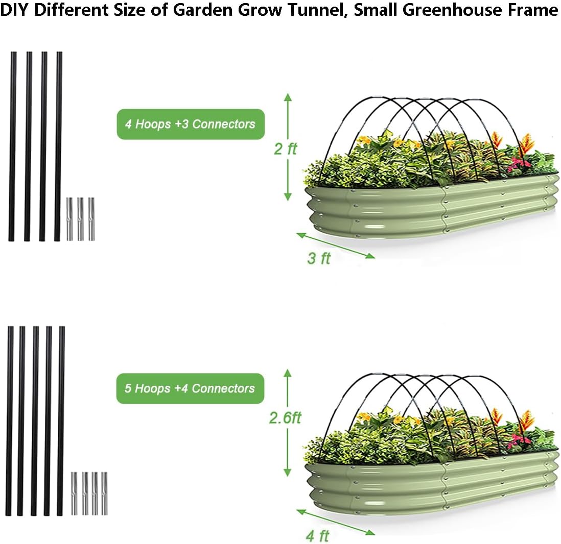 Greenhouse Hoops Grow Tunnel, 5 Sets of 7FT Garden Hoops for Raised Beds, Rust-Proof Fiberglass Frame for Garden Netting, Greenhouse Kit, Plant Shade Cloth, Plant Row Cover, 25 pcs