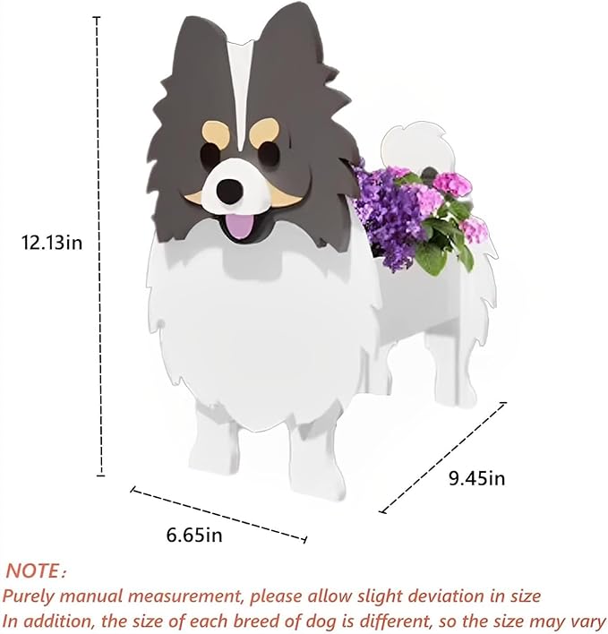 Grey and White Pomeranian Dog Planter Plant Pots,Cute Garden Dog Flower Planter,Dog Planters Birthday Gifts for Women,Office,Indoor/Outdoor Decor(9.45 * 6.65 * 12.13in)