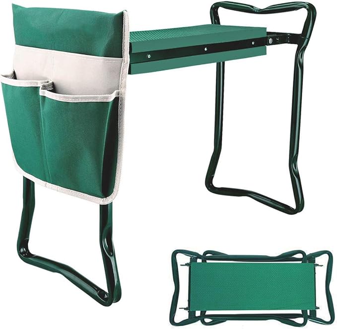 Garden Kneeler and Seat Stool Heavy Duty Garden Folding Bench with Large Tool Pocket and Soft EVA Kneeling Pad for Gardening Lovers