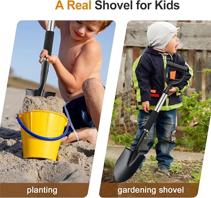 Small Shovel for Digging, 31 Inch Metal Spade Shovels with D-Grip Handle, Lightweight Short Gardening Digging Shovel