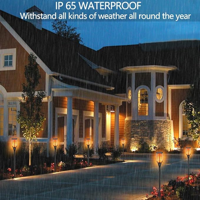 Aityvert Upgraded Larger Solar Torch Lights, Waterproof Outdoor Dancing Flames Lights, Flickering Flames Garden Lights, Landscape Decoration Pathway Patio Lights 43" 96 LED (1 Pack)