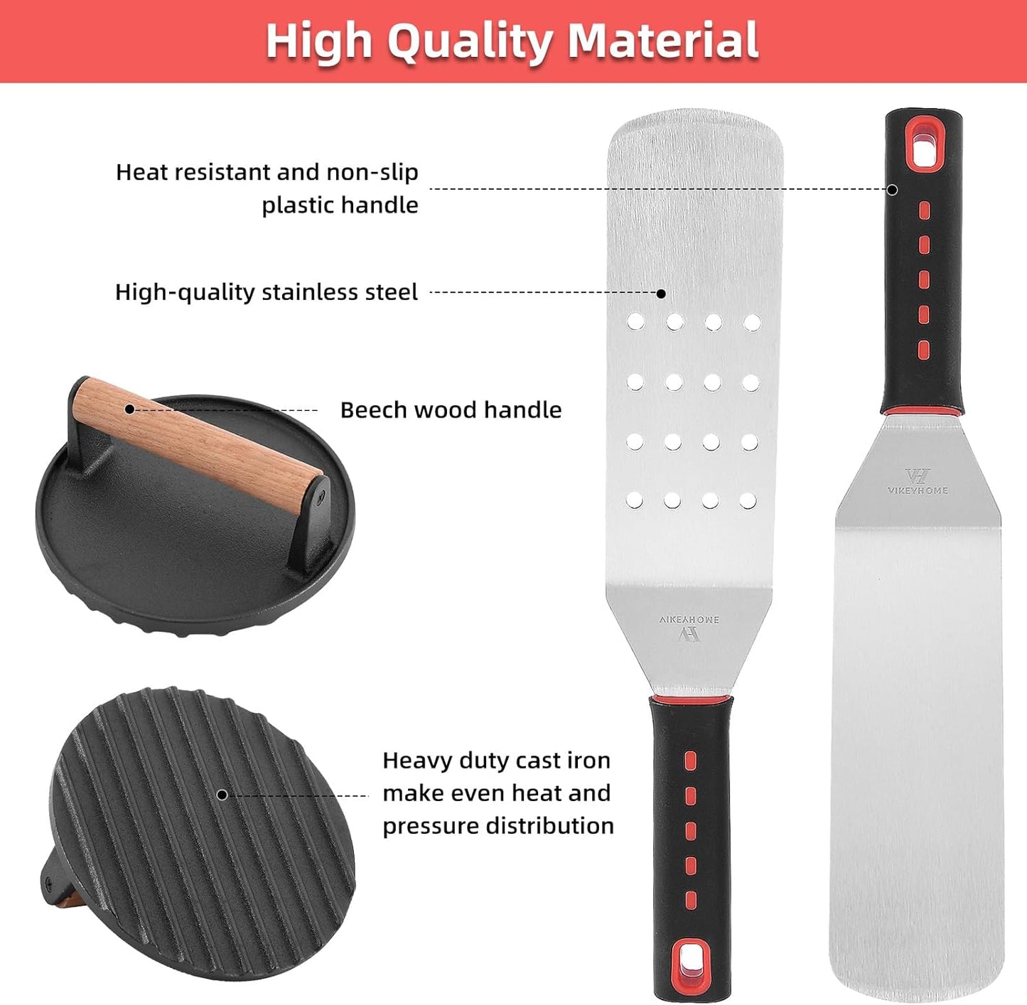 Griddle Accessories Kit, 28 Pcs Flat Top Grill Accessories Set for Blackstone, Professional Grill BBQ Spatula Set with Basting Cover, Spatula, Scraper, Bottle, Tongs, Egg Ring