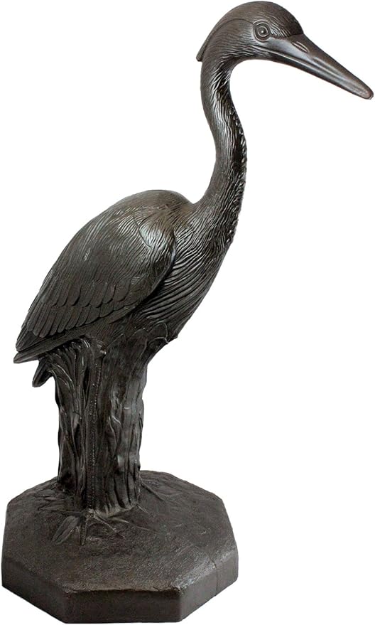 Emsco Group 92200 Lightweight Great Heron Garden Statue, 31", Bronze