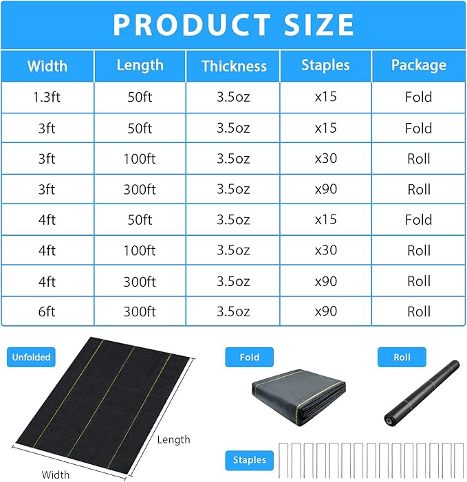 5ft x300ft Black Weed Barrier Landscape Premium Fabric Heavy-Duty Woven Ground Cloth with Superior Permeability Weed Control Convenient Design