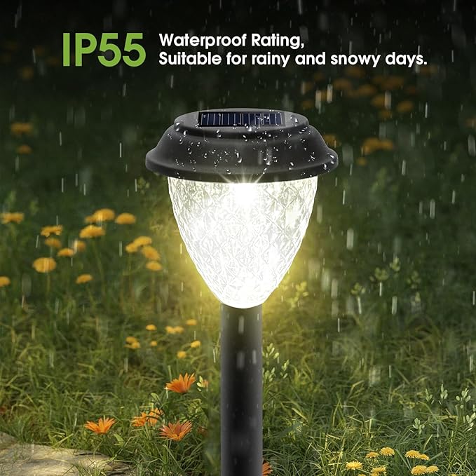 GOODFOEVER Solar Pathway Lights Outdoor, 16 Pack Solar Powered Garden Lights Waterproof, Auto On/Off Solar Yard Light for Lawn Patio Walkway Driveway Decor Landscape Lighting