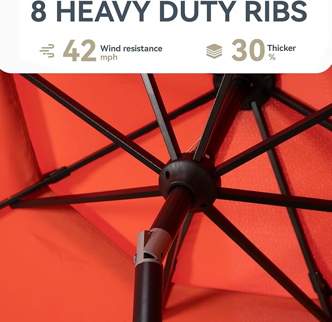 GREEN PARTY 10ft Outdoor Patio Umbrella, Auto-Tilt Market Table Umbrellas with Crank, 8 Sturdy Ribs & 1.5" Pole UV Protection for Garden Deck Backyard Pool
