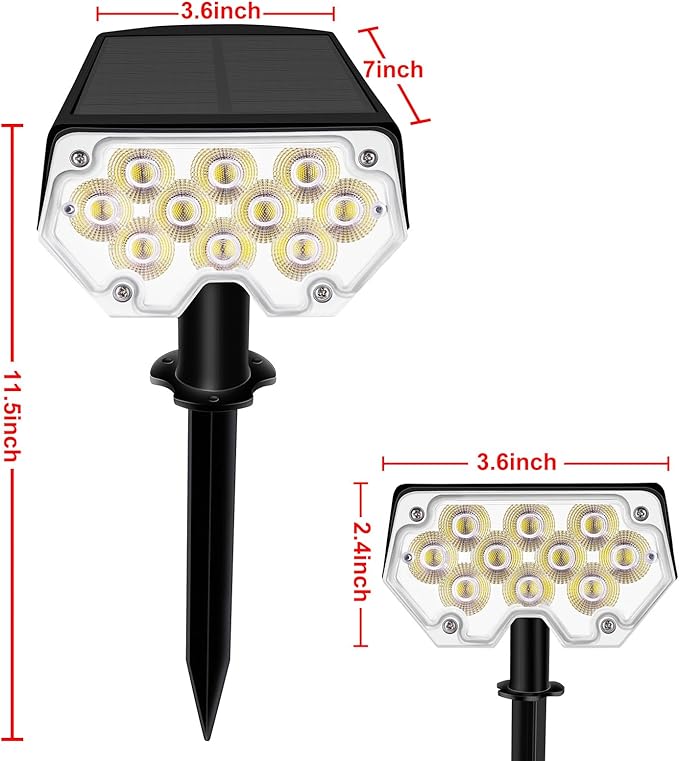 All-New Solar Spot Lights Outdoor Waterproof,20 LEDs Solar Flag Light with 2 Modes,Landscape Spotlights for Pathway, Patio, Garden, Trees ,Pool(2 Pack,Warm Light)