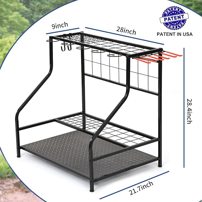 Garden Tool Organizer for Garage, Garden Tool Rack, Up to 58 Long Handled Tools, Yard Tool Holder for Garage, Shed, Outdoor, Tool Stand, Black (Garden Tool Rack)