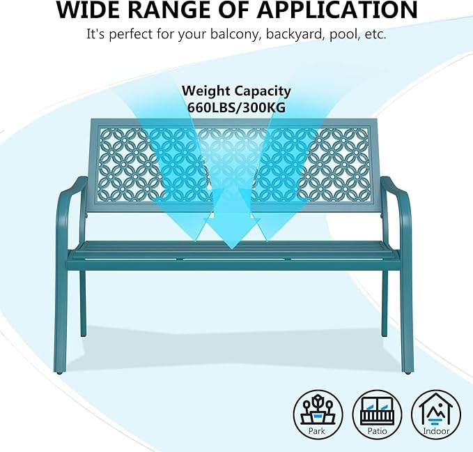 Grand patio 50" Outdoor Bench Garden Bench with Armrests Bench for Outdoors Lawn Yard Porch Lake Shore