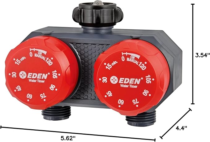 Eden 25124 2-Zone Mechanical Watering Timer, Red, Grey