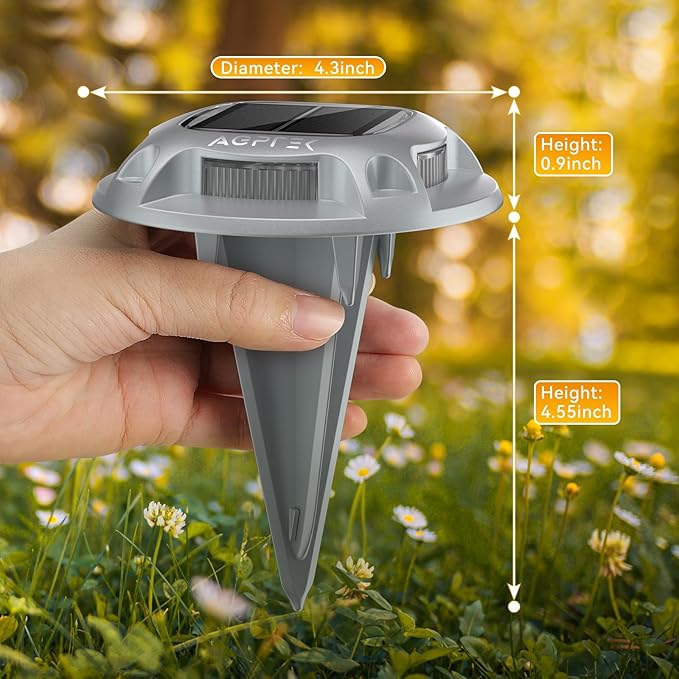 AGPTEK Solar Driveway Light 1 Pack, 2 Colors in 1 Outdoor Solar Deck Dock Marine Waterproof LED Driveway Marker Security Lights for Outside Pathway,Boat Dock,Step,Walkway,Path,Garden