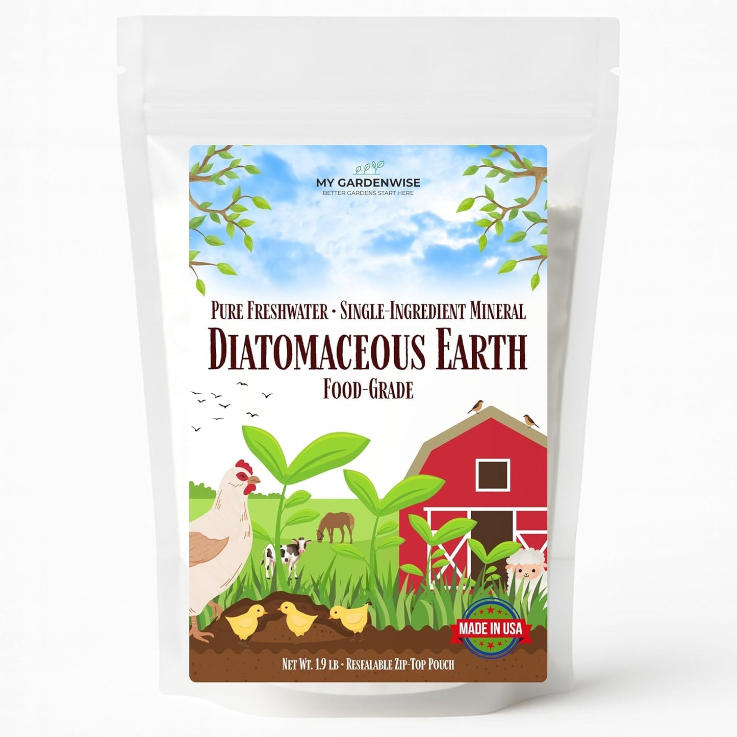 Diatomaceous Earth Food Grade – Diatomaceous Earth (DE) Powder – Pets & Plants Safe – Made in USA (1.9 lb)