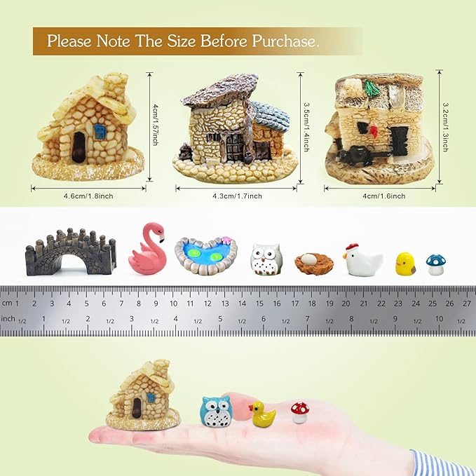 Dracarys Selected 50 Pieces Fairy Garden Accessories, Animals, Miniature Figurines, Micro Landscape Ornaments Kit, DIY , Environmental Resin