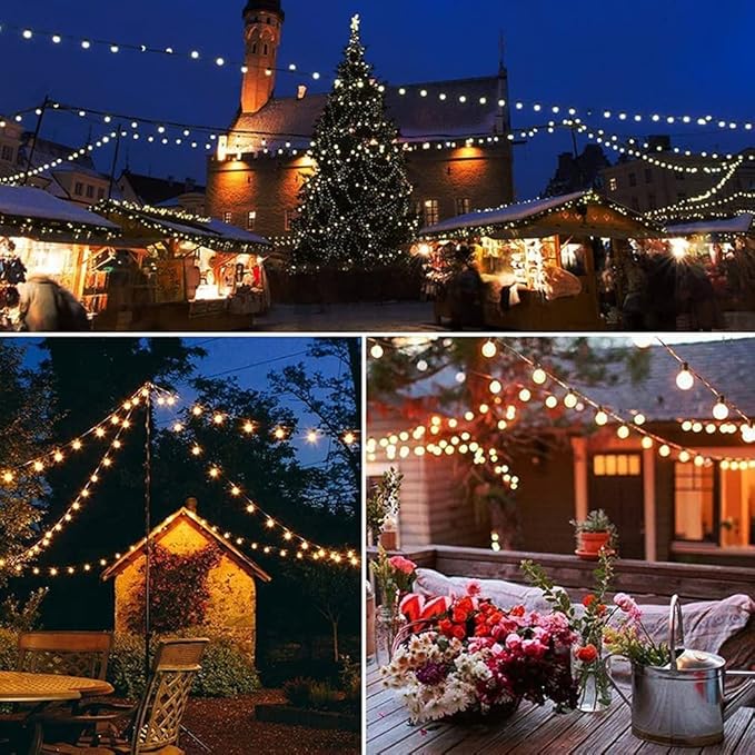 GOOTHY 50FT Outdoor Globe String Lights, G40 Patio Lights Outdoor Waterproof with 53 Clear Bulbs, Hanging Indoor Porch String Lights for Garden Bistro Party Outdoor Balcony Decorations- Black Cord