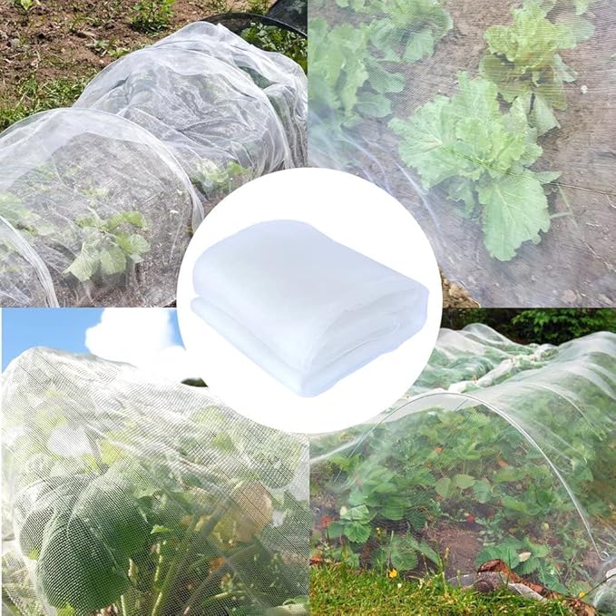 Agfabric Garden Netting 6.5'x30' Insect Pest Barrier Bird Netting for Garden Protection,Row Cover Mesh Netting for Vegetables Fruit Trees and Plants,White
