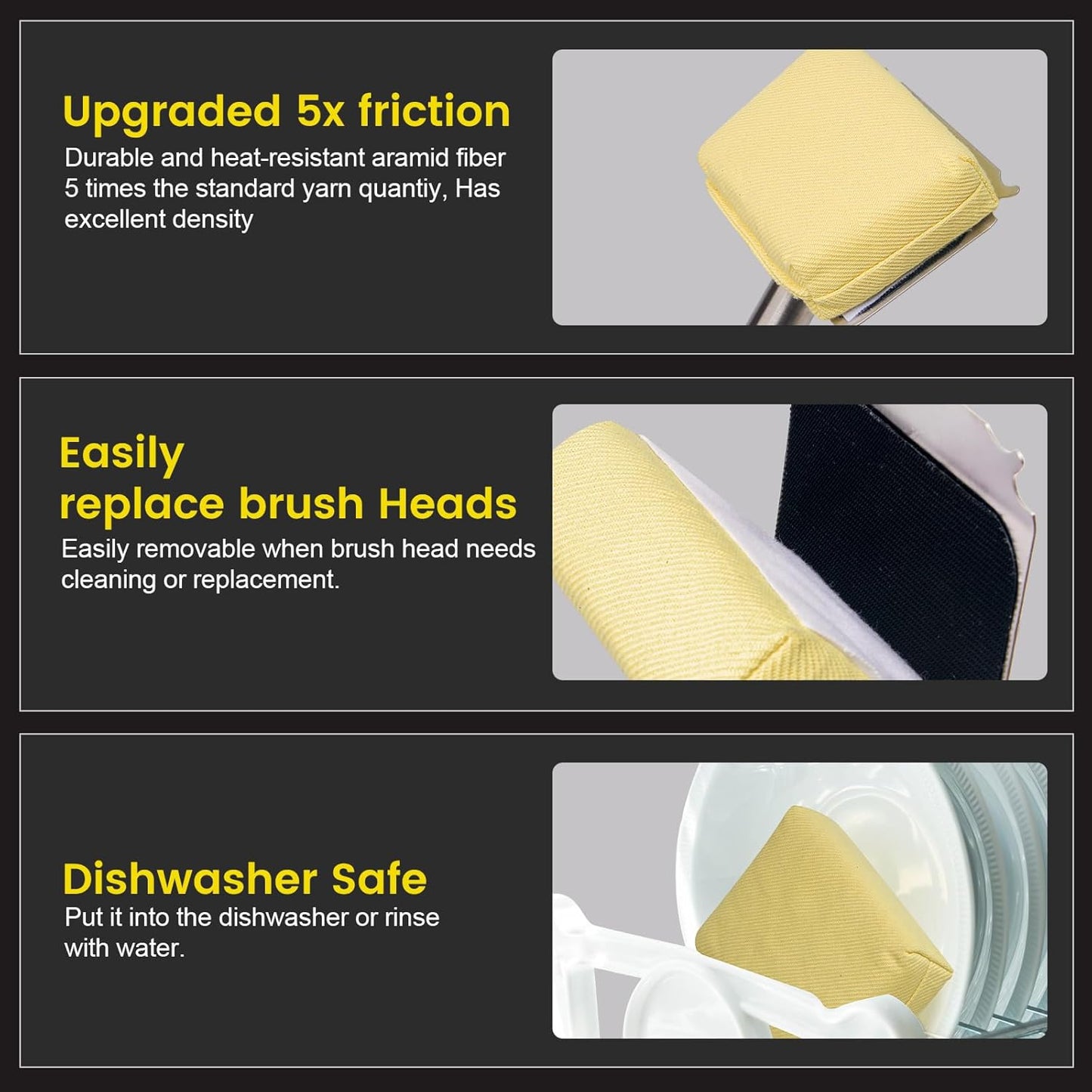 Grill Brush Bristle Free,(Only Replaceable Cleaning Head No Grill Brush)-Yellow