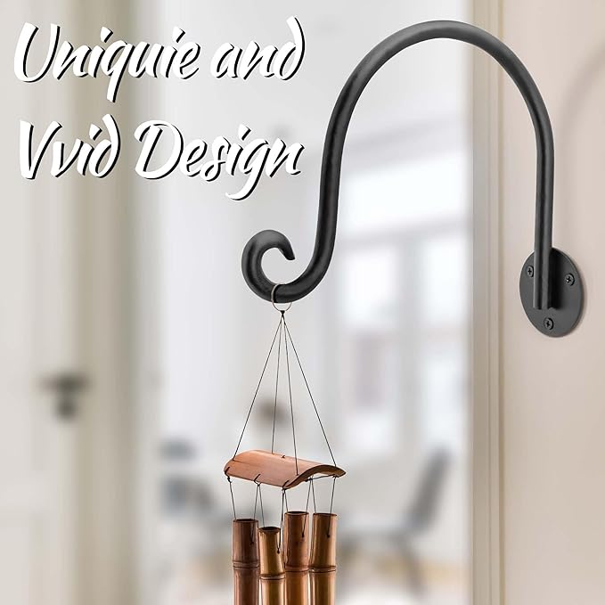 AJART Hanging Plant Hanger Outdoor: Bird Feeder Wall Hooks - 8 Inch Plant Bracket Hook for Hanging Flower Baskets 4 Pieces