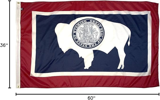 FlagSource Wyoming Nylon State Flag, Made in the USA, 3x5'