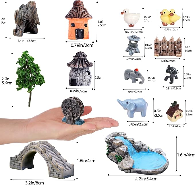 Fairy Garden Accessories Outdoor, 42 Zen Garden Accessories, Miniature Garden Decorations Fairy Garden Supplies for Micro Landscape Decoration Plant Pots Bonsai Craft Decor-Miniature Fairy Garden Kit