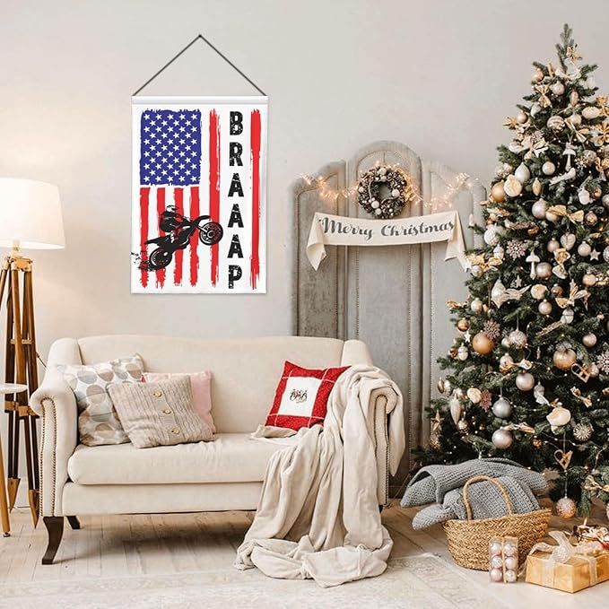 Braaap Motocross Dirt Bike American Flag Garden Flag 28x40 Inch Outdoor Decoration Banner House Flags Yard Farmhouse Garden Deco Indoor Sign, Colour6