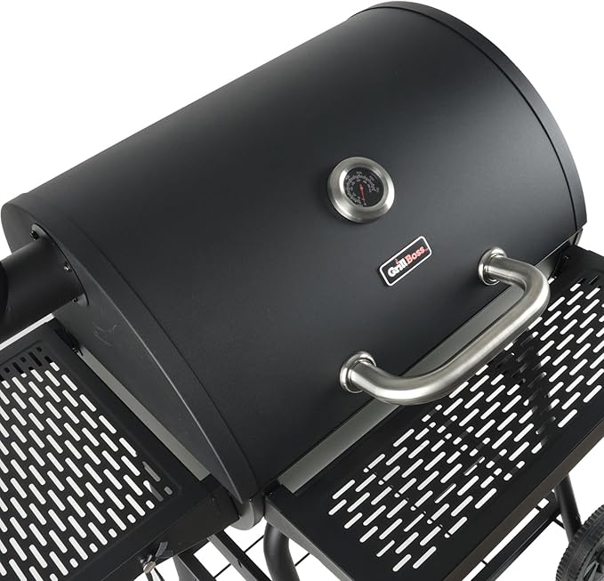 Grill Boss 23 Inch Charcoal Barrel Grill with Adjustable Grate, Large Cooking Area, Black