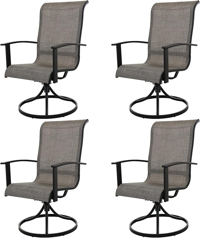 Grand patio Outdoor Swivel Dining Chairs 4-Piece Patio Dining Chairs Set Mesh Sling Patio High Back Swivel Rockers, Mixed Coffee