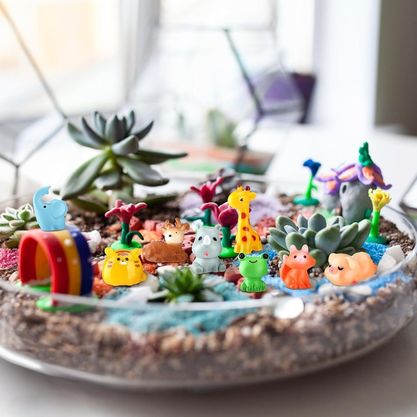 50 Pcs Mini Resin Animals Various Mini Animals Figurines for Farm Animal Figures,Dollhouse,Fairy House Garden,Micro Landscaping