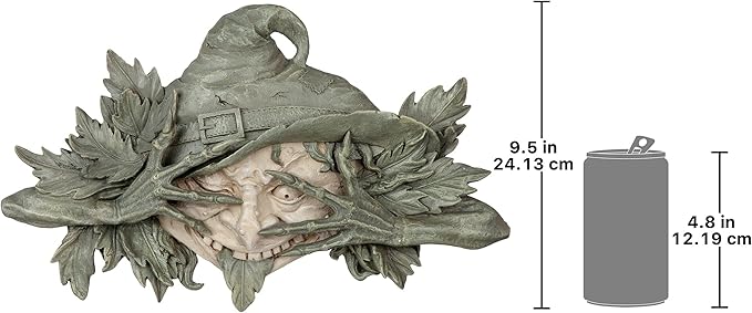Design Toscano Poison Ivy Forest Witch Greenman Wall Hanging Sculpture, 15.5" Wx2 Dx9.5 H, two tone stone