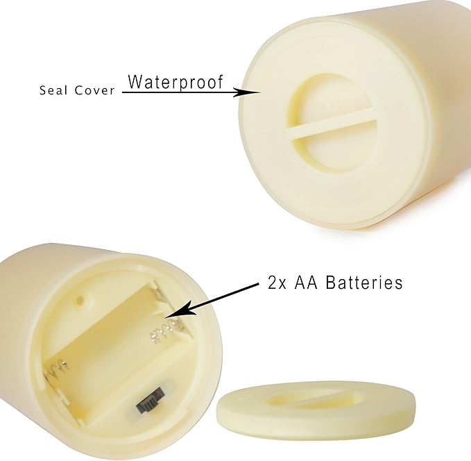 CANDLE CHOICE 3 Waterproof Outdoor Battery Operated Flameless LED Pillar Candle with Timer Flickering Plastic Resin Electric Decorative Light for Lantern Patio Garden Home Decor Party Wedding