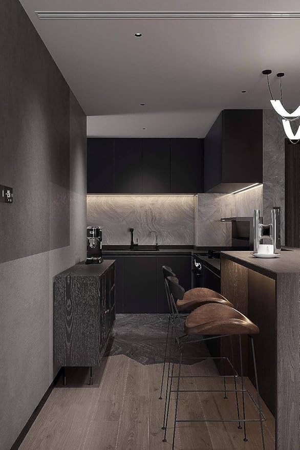 Dimoon 118''x23.6'' Black Skin Peel and Stick Wallpaper Contact Paper Modern Self Adhesive Wall Paper Removable Renter Friendly Textured Solid Color Cabinet Vinyl Roll (118''x23.6'',Black Skin)