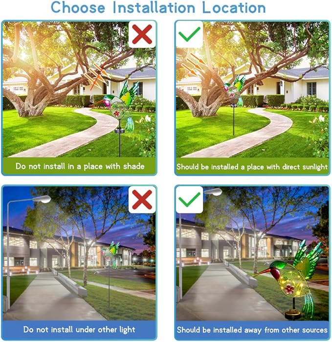 dreamysoul Outdoor Solar Garden Lights, Metal Hummingbird Garden Stake Lights for Outdoor Garden Patio Yard Pathway