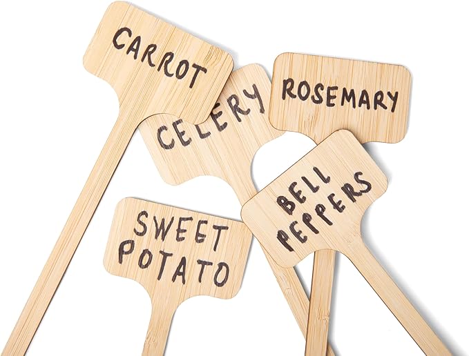 Bamboo Plant Stakes, 50pcs, Extra Long Plant Labels (2.25" x 1.5" x 7"), Bamboo Garden Signs, 50 pcs Plant Tags, Plant Identifications Stakes, Plant Markers